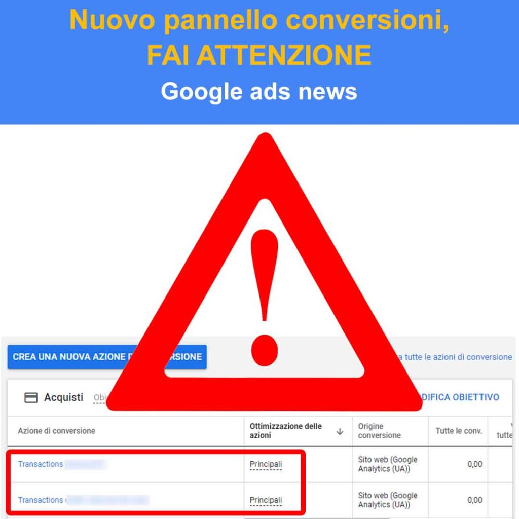 nuovo pannello conversioni fai attenzione