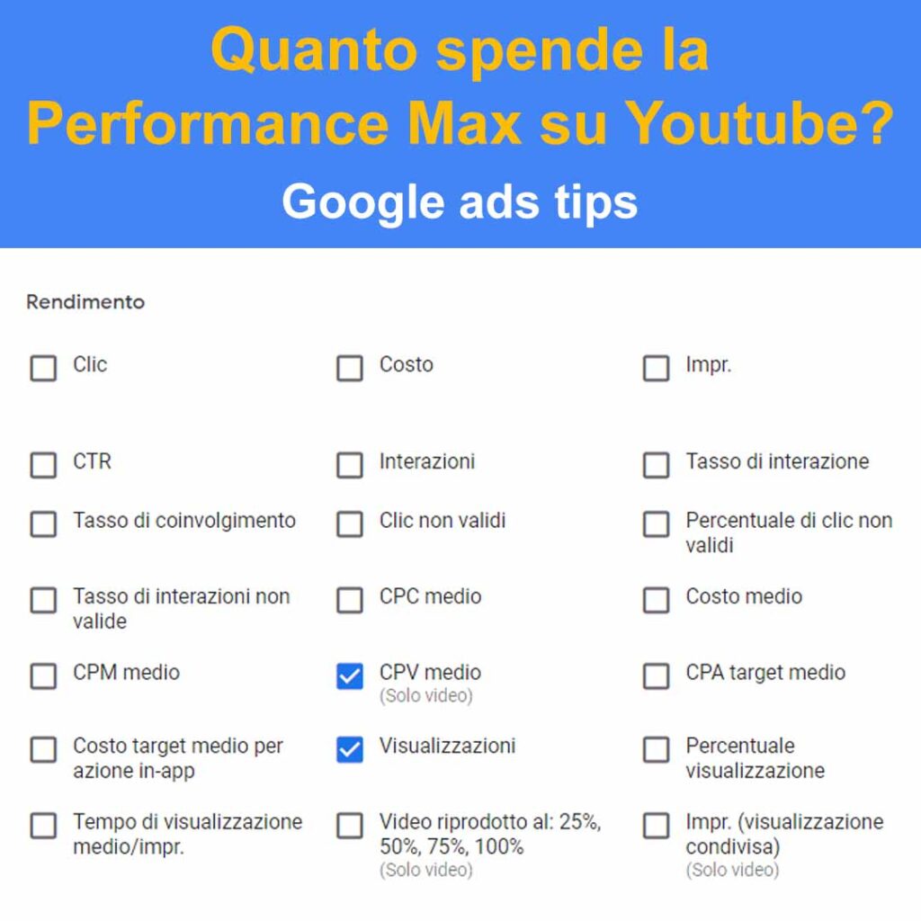 quanto spende la performance max su youtube