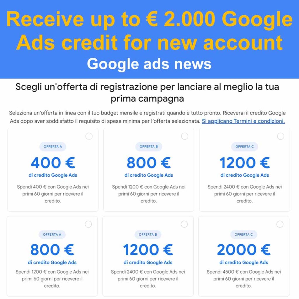 fino a 2 000 e di coupon per i nuovi account