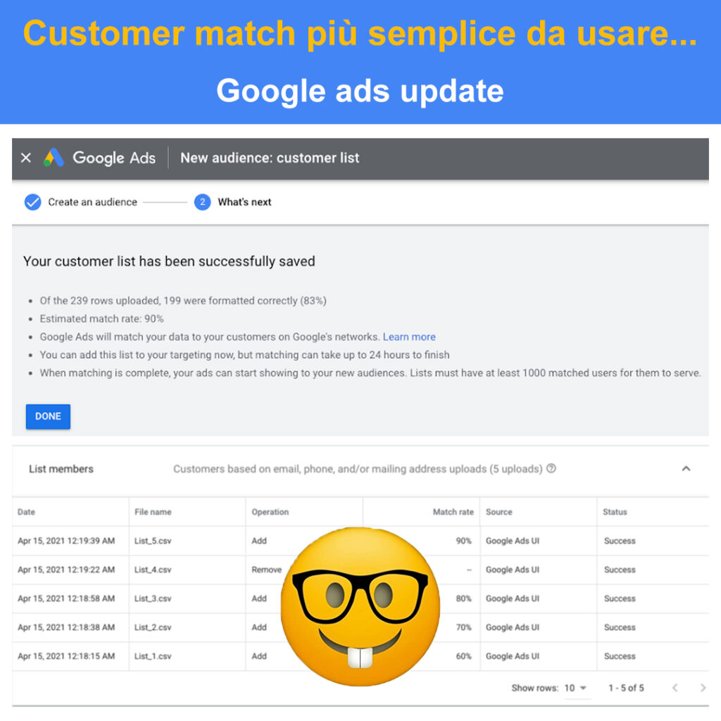 customer match piu semplice da usare in google ads