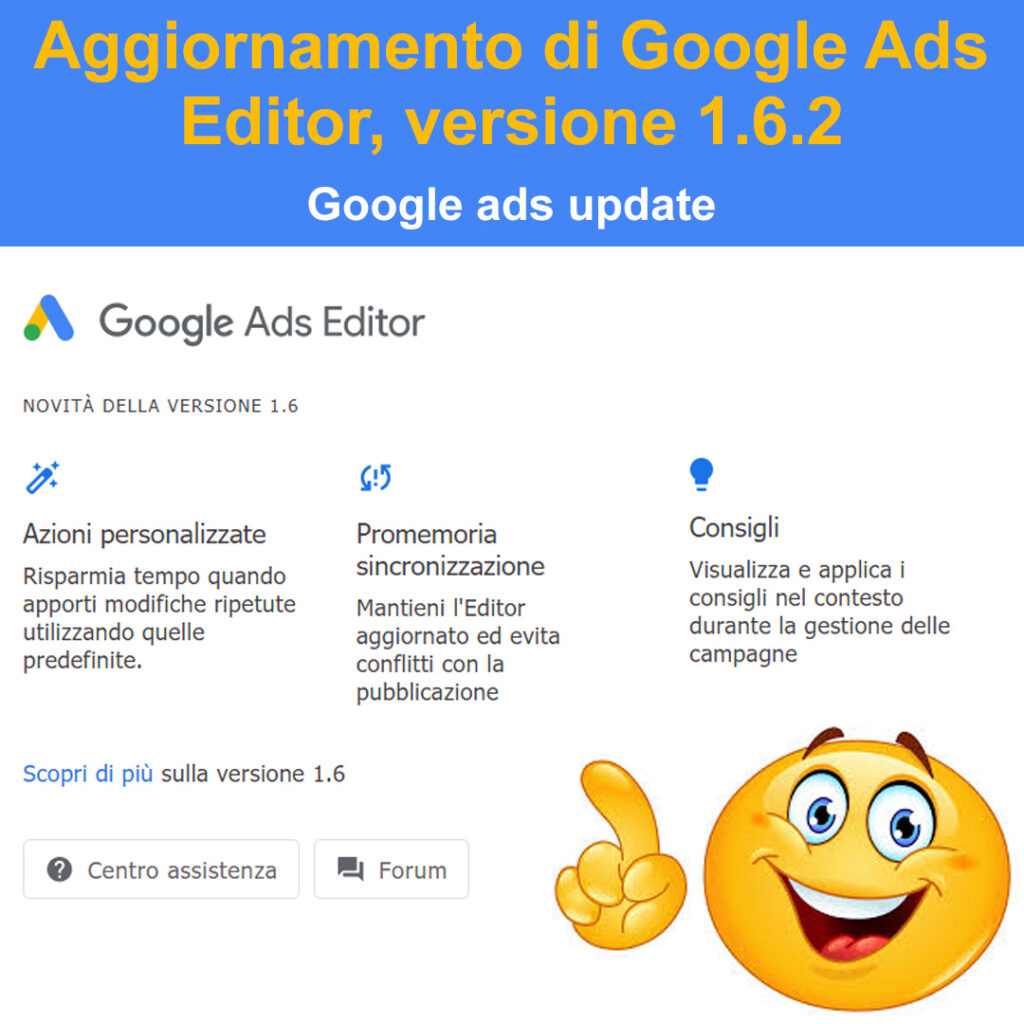 aggiornamento di google ads editor versione 1 6 2