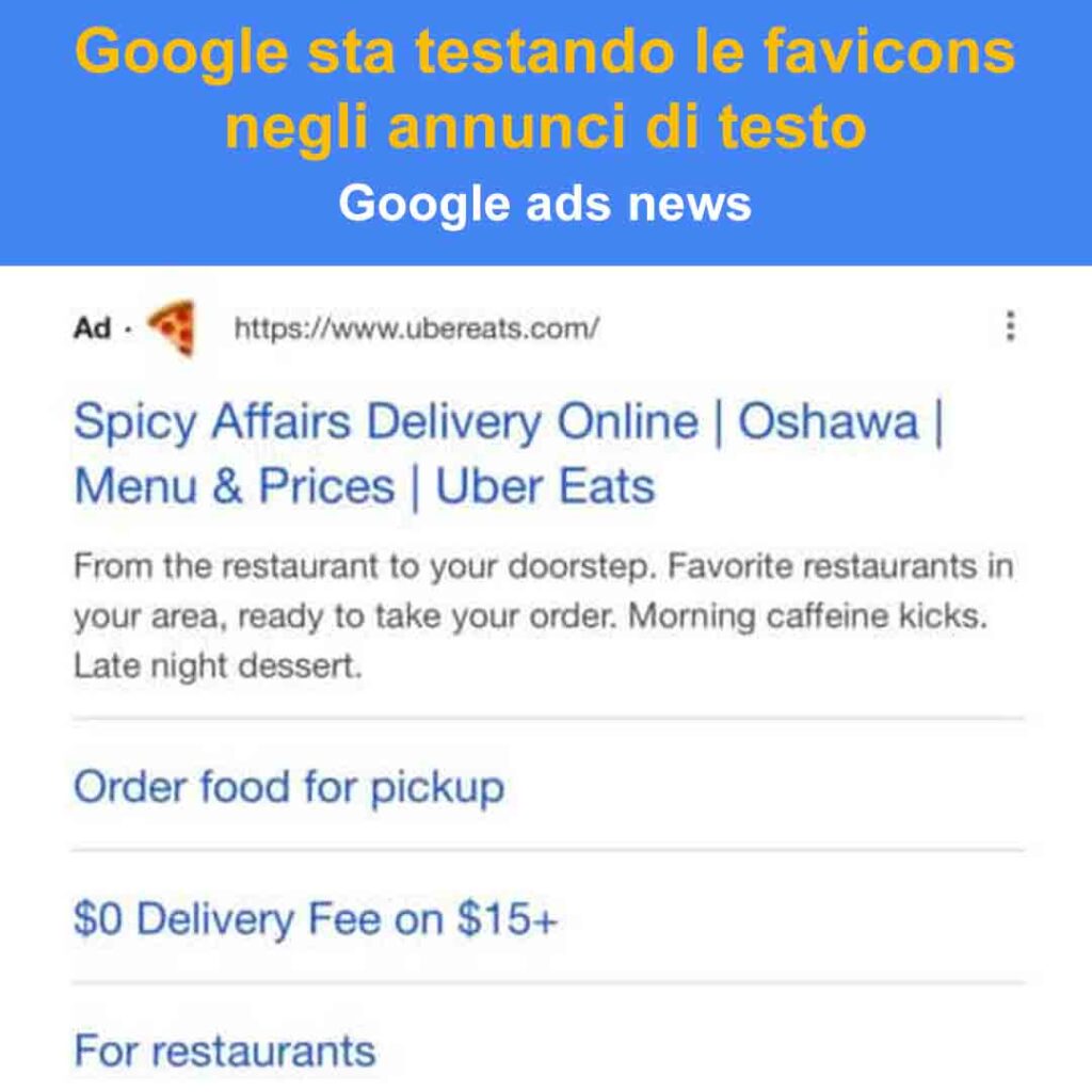 google sta testando le favicons negli annunci di testo