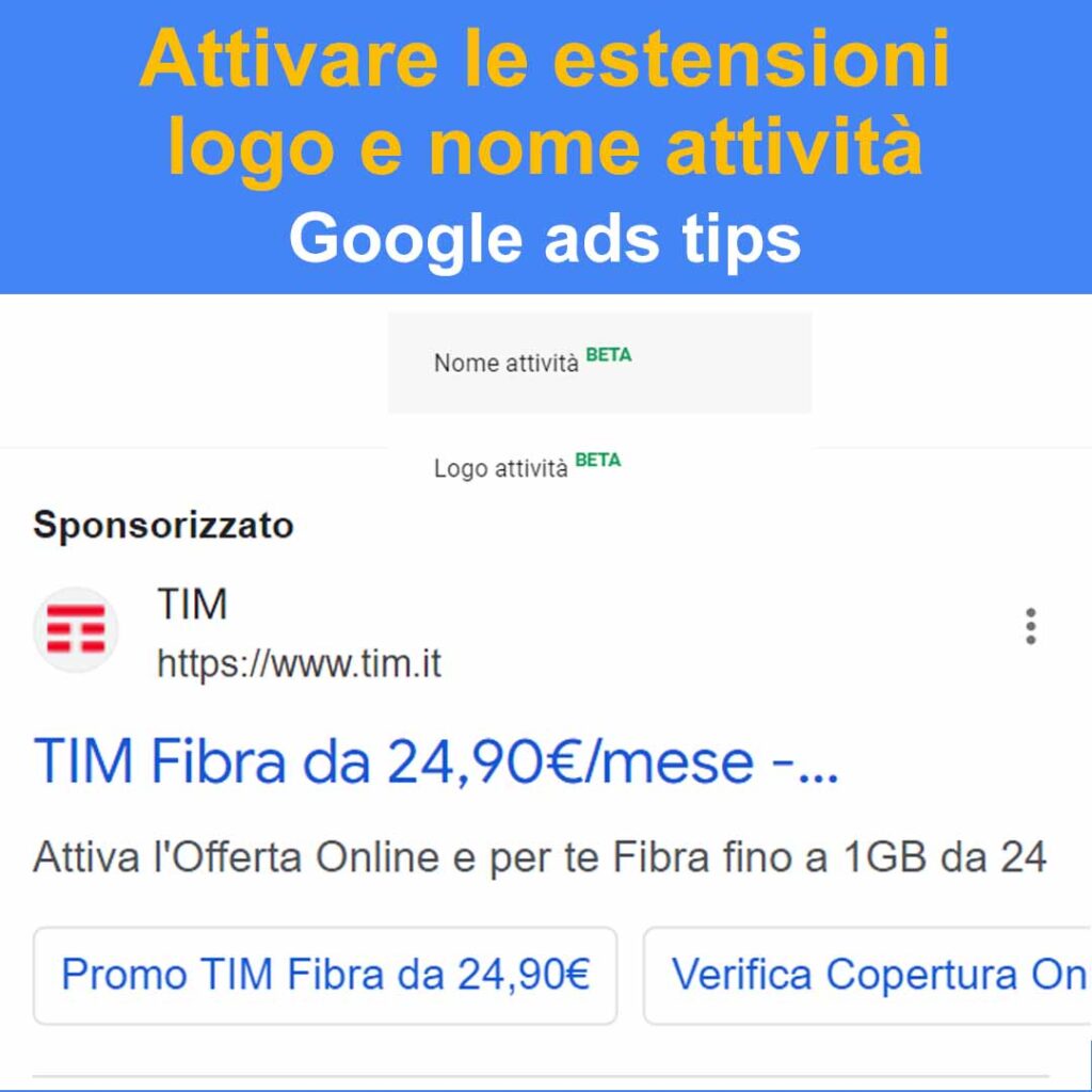 attivare le estensioni logo e nome attivita