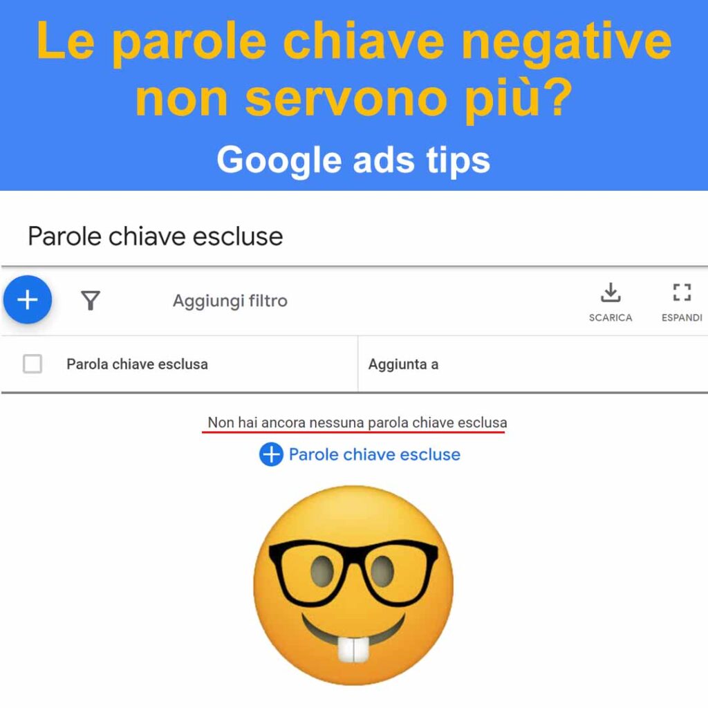 le parole chiave negative non servono piu