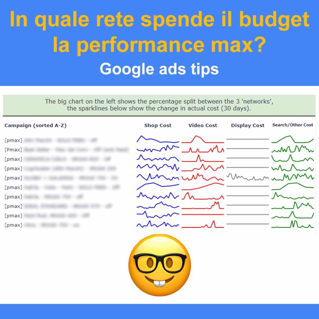 in quale rete spende il budget la pmax