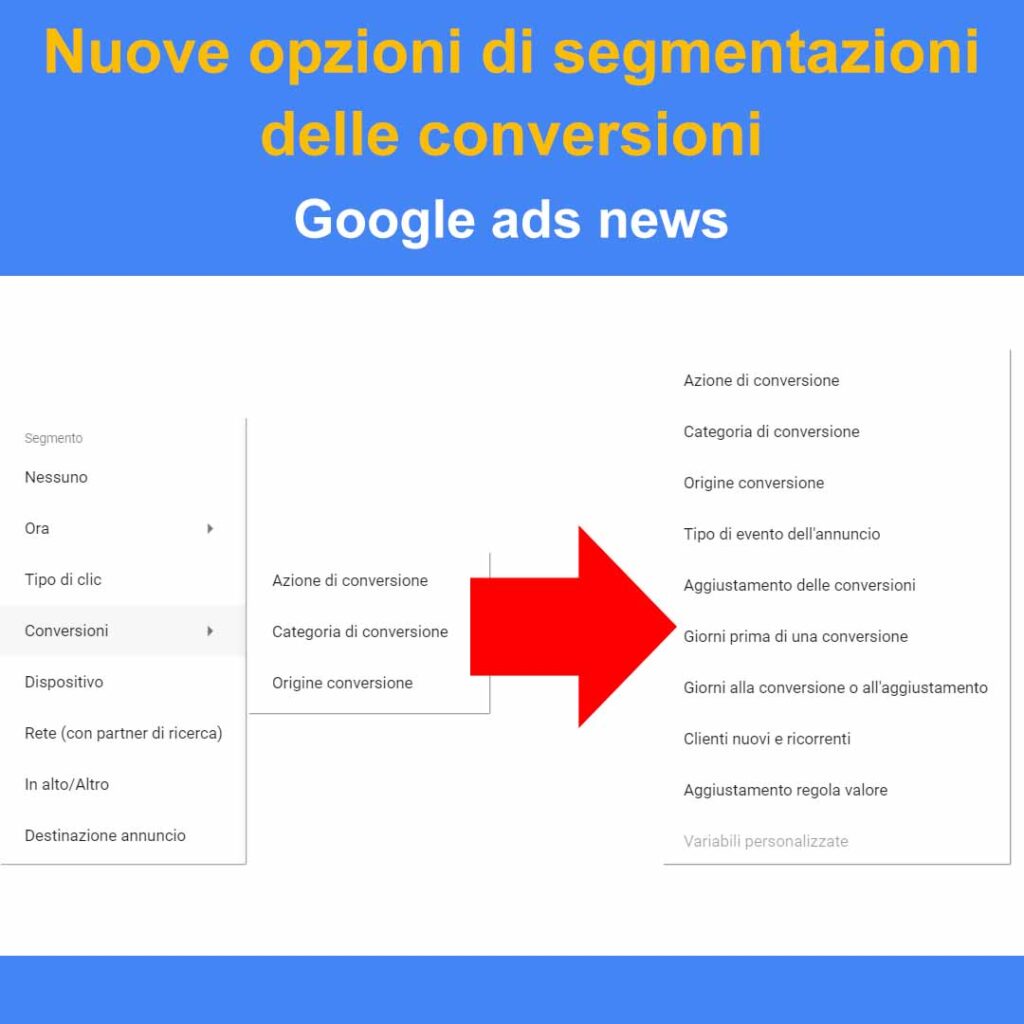 nuove opzioni di segmentazioni delle conversioni