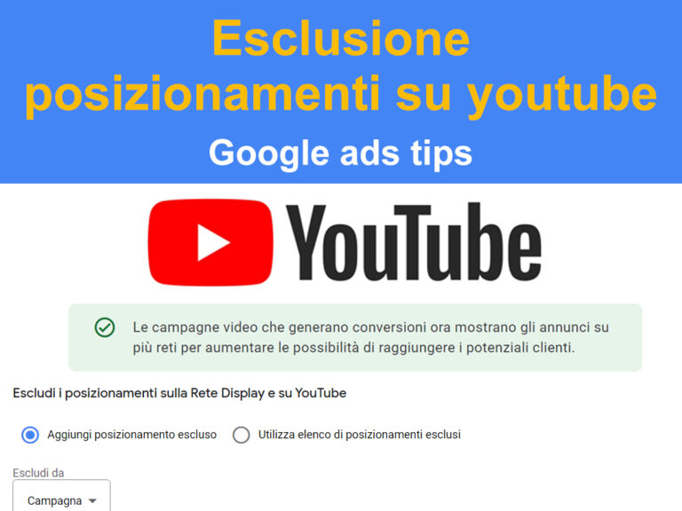 esclusioni posizionamenti display su youtube